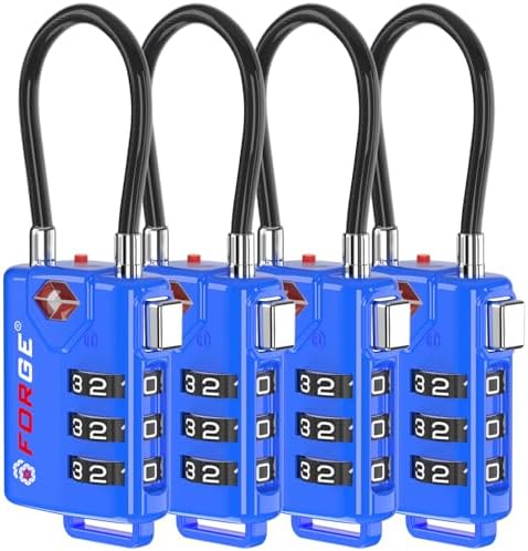 TSA Approved Cable Luggage Locks, Re-settable Combination with Alloy Body