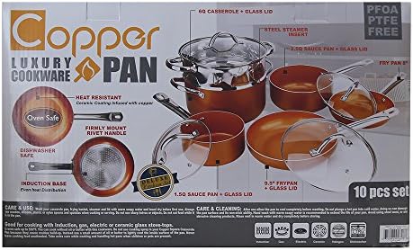 Copper Pan 10-Piece Set Luxury Induction Cookware Set Non-stick