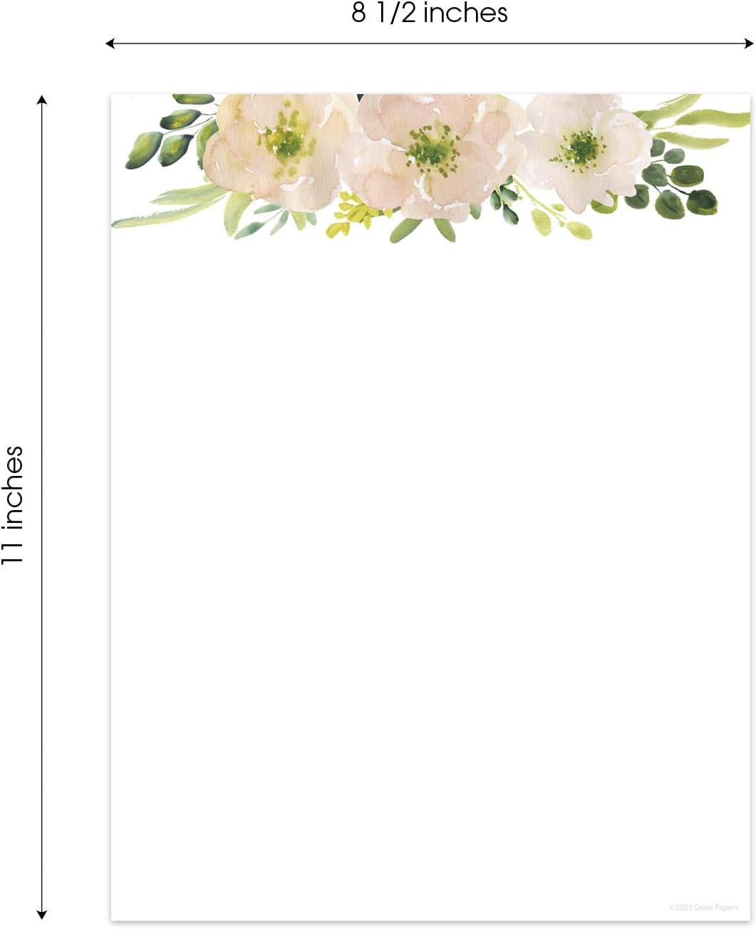 Great Papers! Lush Greenery Letterhead / 80 Floral Sheets 8.5" x 11" Beautiful Watercolor Botanical All Occasion Letter Paper
