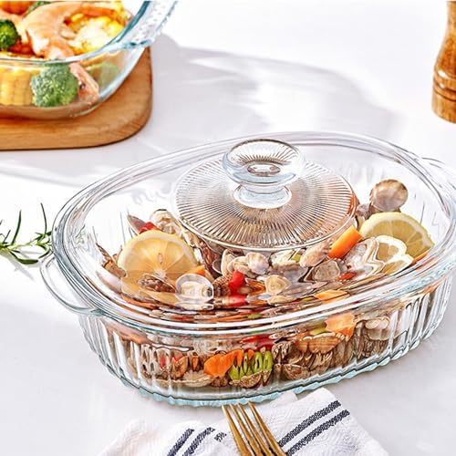 M MCIRCO 4-Piece Glass Casserole Baking Dish, Set of 2 Casseroles With Glass Lids, 1.9 Qt and 3 Qt | Baking Pans for Lasagna