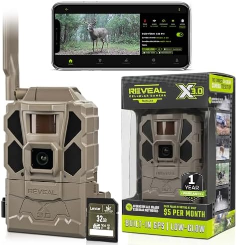 Tactacam REVEAL X Gen 3.0 Cellular Trail Camera - Multi Carrier, HD Photos & Videos, Pre-Installed Antenna, Built-in GPS, Best Battery Life, Low-Glow IR Flash, Fast Trigger Speed + 32GB SD Card (2 PK)