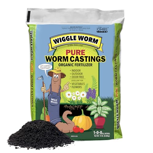 Wiggle Worm 100% Pure Organic Worm Casting Fertilizer, 15lb | Mineral-Dense Formula Improves Soil Fertility, Aeration & Healthy Root Growth for Houseplants & Vegetables