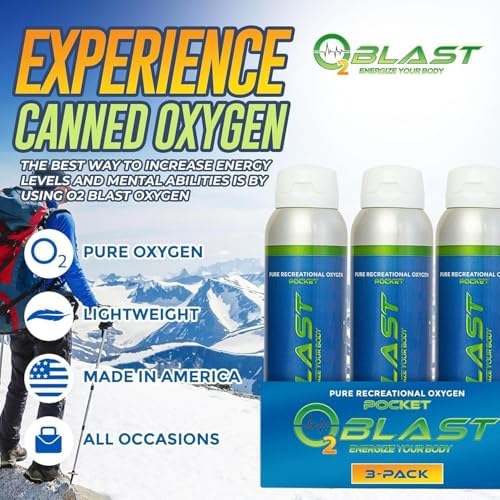 O2 Blast - 4L Portable Oxygen Can with Flip-Top Cap, Compact Design, 6-Pack