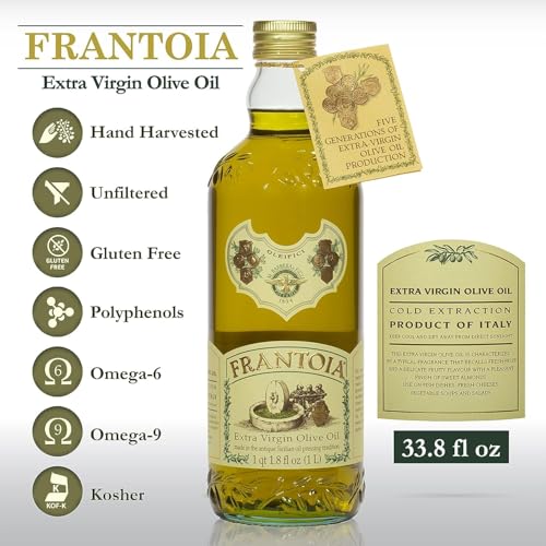 Frantoia Extra Virgin Olive Oil, 33.8 fl oz (1 Liter) – Award-Winning Sicilian EVOO Made from Biancolilla
