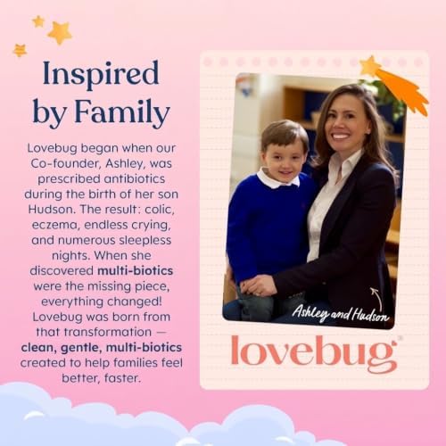 LOVEBUG Award Winning Probiotics | Constipation & Stomach Discomfort | Softer Bowel Movements | Easy-to-Take Powder | Ages 12 Months to 4 Years | 60 Packets