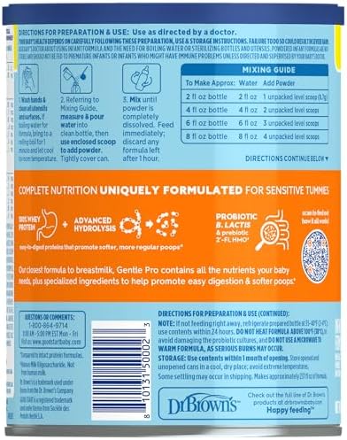 Good Start | Dr. Brown’s Gentle Pro, Baby Formula Powder for Sensitive Tummies, Easy Digestion & Softer Poops, Formula with Probiotics, DHA