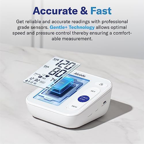 Alcedo Blood Pressure Monitor for Home Use, Upper Arm Cuff BP Machine | Large LCD Screen, Talking Function, 2x120 Memory, Large Cuff (8.7–16.5"), Batteries+USB Cable