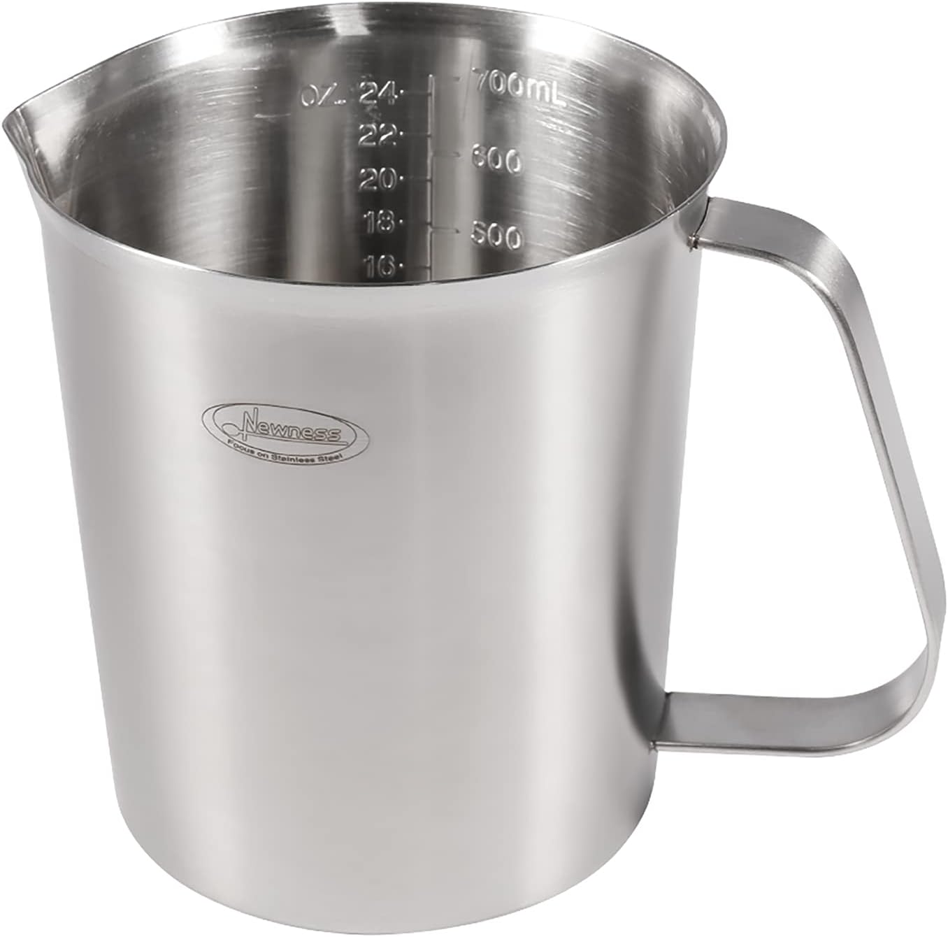 Newness Stainless Steel Measuring Cup, Metal Measuring Cup with Handle (Upgraded, 3 Marking Including Cup/ML/Ounce Scale), 16 Ounces (0.5 Liter, 2 Cup)