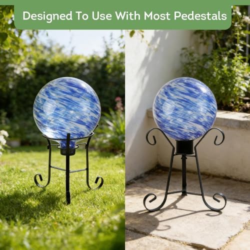Lily's Home Glass Gazing Ball, A Colorful Addition to Any Garden or Home, Ideal As a Housewarming Gift. 10 Inch (Calming Water)