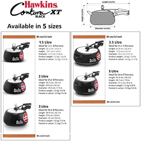 Hawkins Contura Hard Anodized Induction Compatible Extra Thick Base Pressure Cooker, Black, 5L