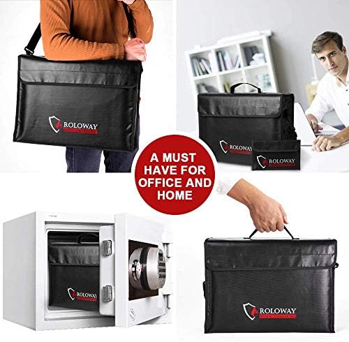 Large (17 x 12 x 5.8 inches) Fireproof Bag, Water Resistant Fireproof Document Bag Safe for Money, Documents and Valuables Storage