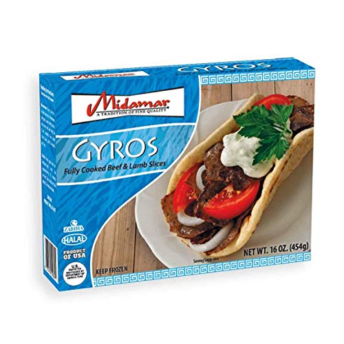 Halal Beef and Lamb Gyro by Midamar - Fully Cooked, seasoned and sliced - 10,16 oz packs