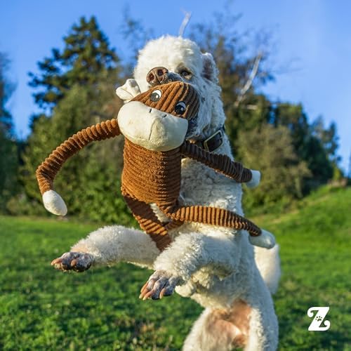 ZippyPaws Crinkle Monkey for Medium-Extra Large Dogs, Large/Brown | Interactive Dog Toys to Keep Them Busy, Squeaky Plush Pet Toy for All Breeds
