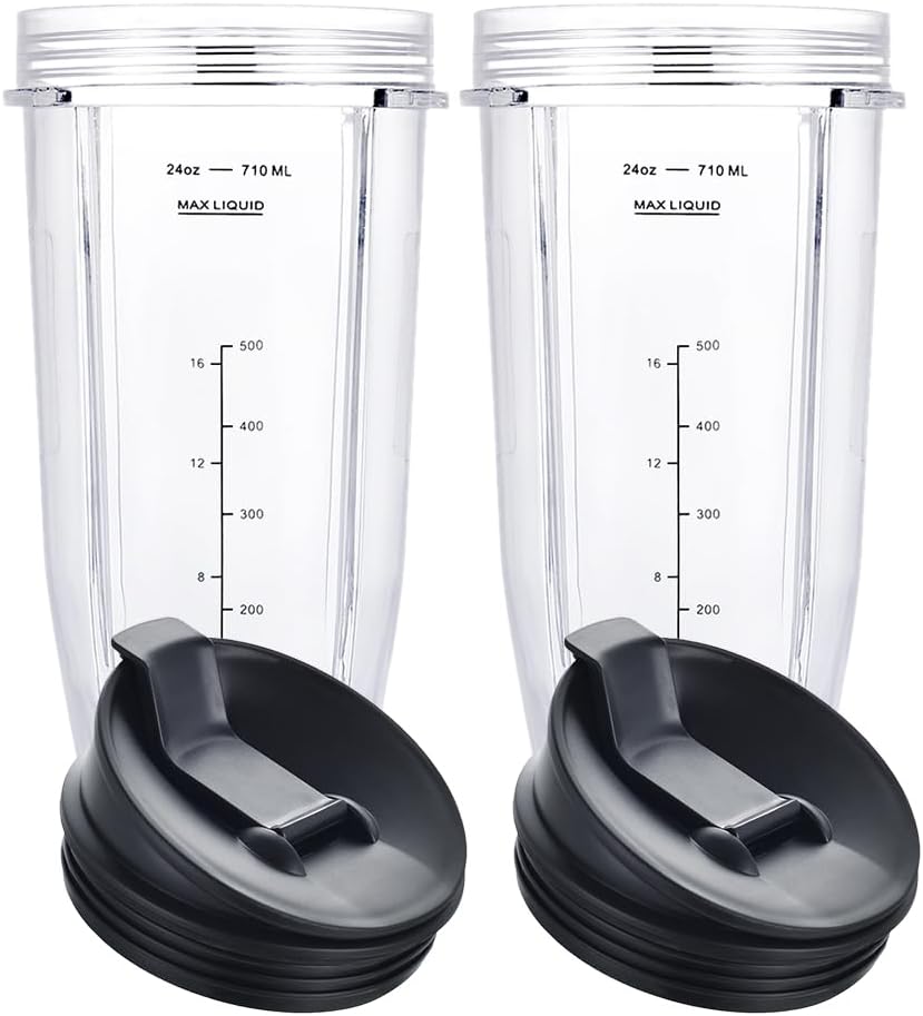 Blender Cups Fit for Ninja, Replacement Parts 16OZ Cups with Lids