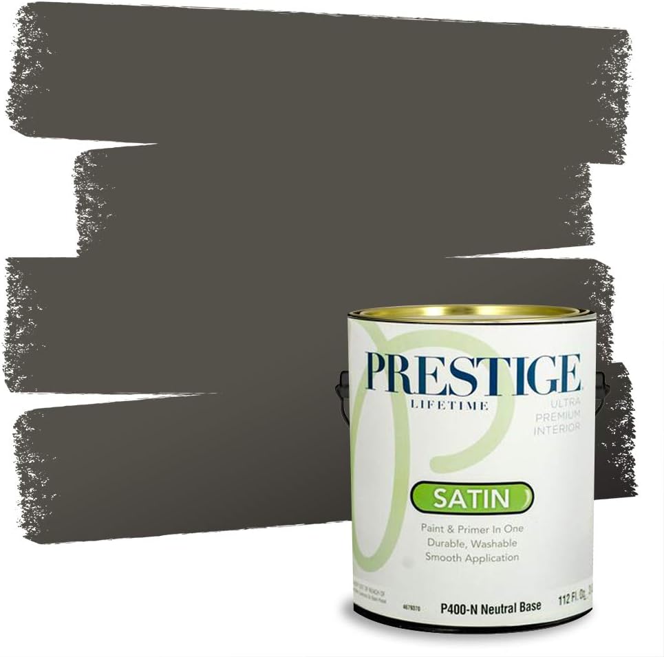 PRESTIGE Paints Exterior Paint and Primer In One, 1-Gallon, Flat, Comparable Match of Sherwin Williams* Grizzle Gray*