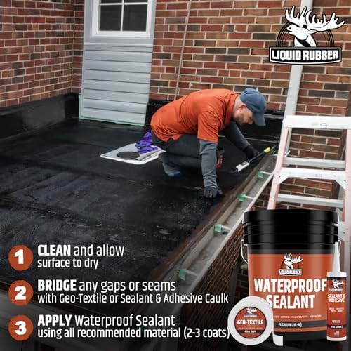 Liquid Rubber Waterproof Sealant - Roof & Gutter Coating, Black, 1 Quart | DIY Leak Repair Coating, Flexible Elastomeric Waterproofing Membrane for Flat & Low-Slope Roofs, Gutters, Concrete, Plywood