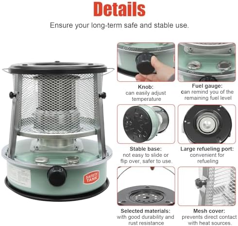 Kerosene Heater, 2600W Kerosene Portable Heaters for Outing Camping & Indoor Use with Handle, Emergency Oil Heater for Heating, Garage, Cooking(4.6L)
