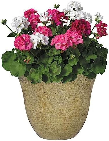 Honeysuckle Resin Planter, Durable Garden Pot, 15" Fossil | Hand-Painted Finish Plant Pots, Lightweight Indoor Outdoor Planter, UV-Resistant, Great for Patio, Home & Garden Decor Accent