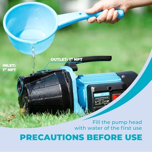 1.1HP Shallow Well Pump, Garden, Water Transfer, Home Lawn Draining Irrigation Pump, Pressure Booster, Sprinkler, Jet
