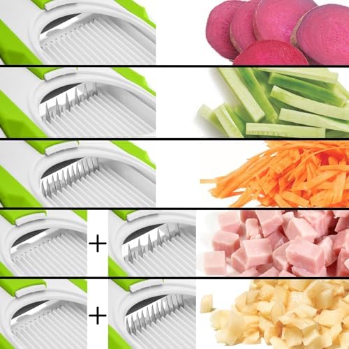 Starfrit Pump'n'Slice Vertical Mandoline, Food Slicer & Chopper, Safe