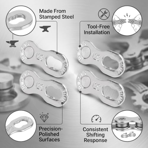 RiToEasysports 4Pair Chain Connector,Steel 12 Speed Chain Missing Link Connector Parts Cycling Accessory for Mountain Bike and Road Bike Chain