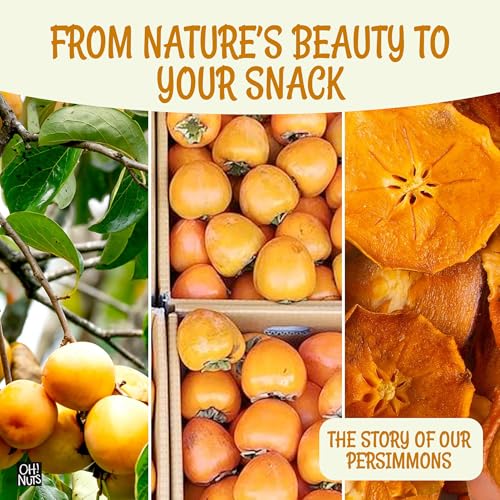 Oh! Nuts Dried Persimmon Slices No Sugar Added Dehydrated Fruit 1lb | Dried persimmons no sugar added - Dehydrated fruit slices - Persimmon fruit