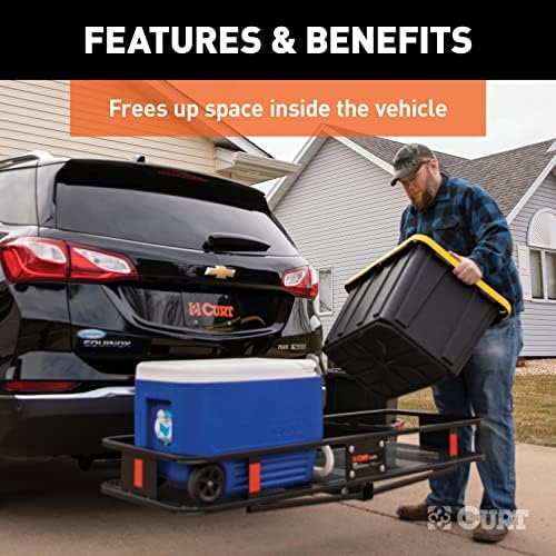 CURT 18152 Cargo Basket Hitch Trailer Hitch Cargo Carrier, 500 lbs. Capacity, 60-Inch x 24-Inch x 6-Inch, Fits 2-Inch Receiver