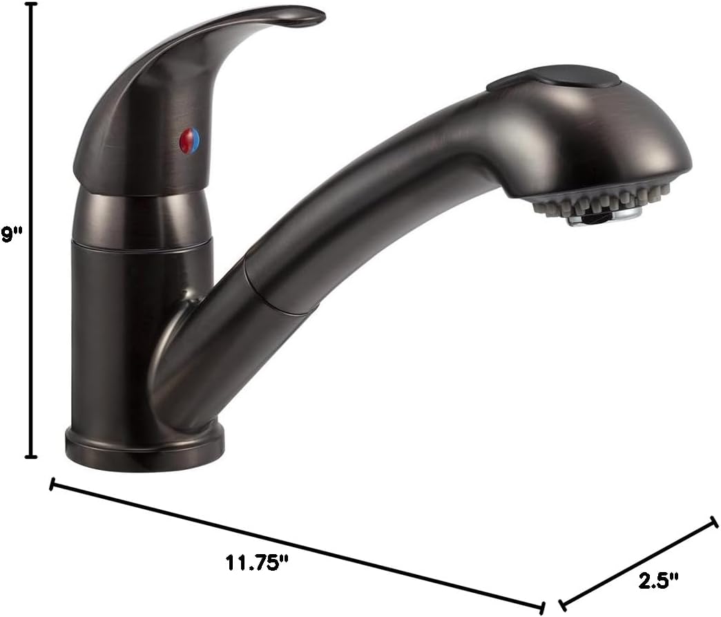 Dura Faucet DF-NMK852-WT RV Pull-Out Swivel Kitchen Sink Faucet (White) | One-hole, single-handle design with smooth lever control for galley cleanup. Easy DIY install with common hand tools.