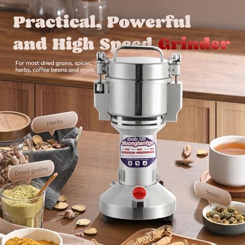 Moongiantgo Grain Mill Grinder Commercial Spice Grinder, 2500g Swing, 110V