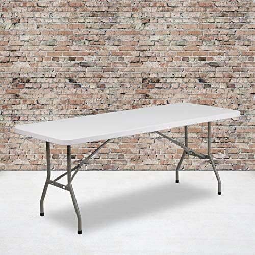 Flash Furniture 5-Foot Granite White Plastic Folding Table | Lightweight, Easy Storage, Commercial Grade