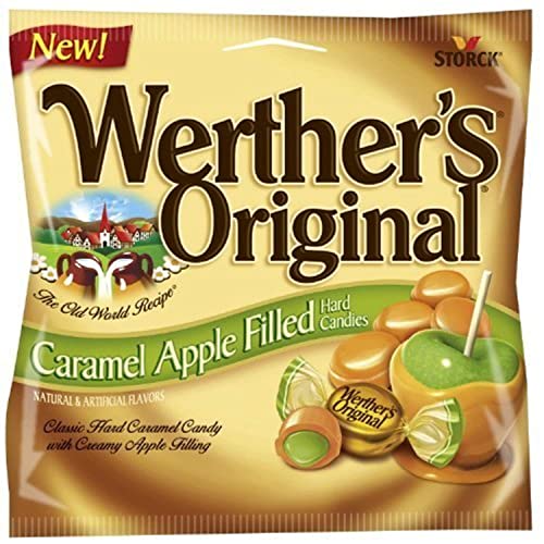 Werther's Original Caramel Apple Filled Hard Candies - Individually Wrapped Hard Candies for Halloween, Parties, or Snacks -2.65 oz Bags (Pack of 6)