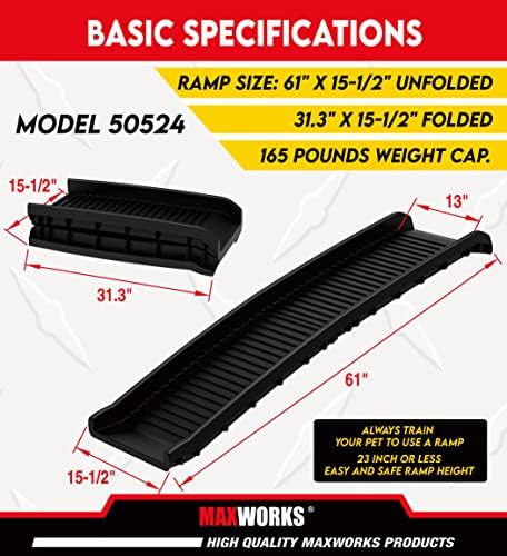 PawStep 61" Folding Pet Ramp, Portable Dog Ramp for Cars, SUVs, Beds & Couches, Lightweight PP Construction, Textured Surface