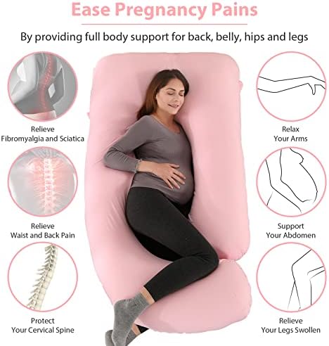 Victostar Pregnancy Pillow,57 inches U Shaped Maternity Pillow with Removable Cover Full Body Pillow Support for Back, HIPS, Legs, Belly (Dark Gray)
