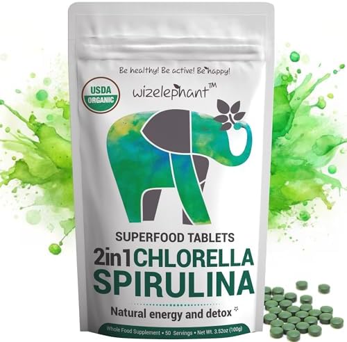 Organic Spirulina Chlorella Tablets - 50 Servings - 2-in-1 Superfood Algae Supplement for Natural Immune Support
