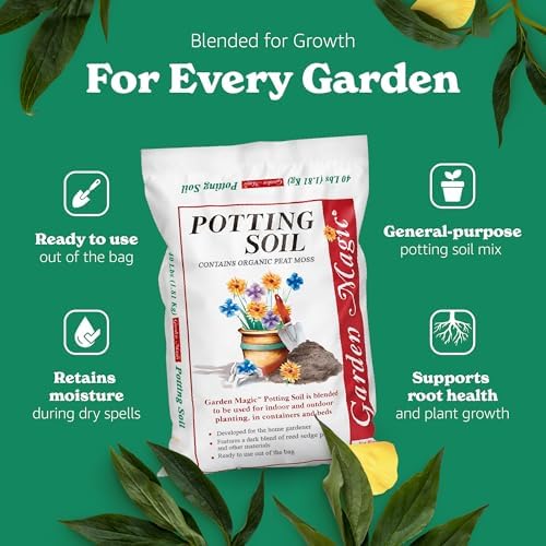 Michigan Peat Garden Magic General Purpose Potting Soil Mix, 40 lb | Moisture Retaining Mix for Indoor and Outdoor Planting, Potting, and Garden Use