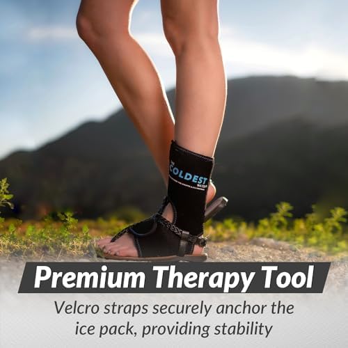 Coldest Foot Ankle Achilles Tendonitis Icing Pain Relief Ice Wrap with Cold Compression Gel Packs | Best for Achilles Tendon Injuries, Plantar Fasciitis, Heel and Sore Feet Cold Therapy