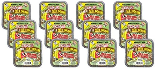 C&S Products 12 Pack of Woodpecker Delight No Melt Suet Dough, 11.75 Ounces each, for Year Round Wild Bird Feeding