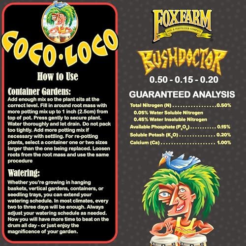 FoxFarm Bush Doctor Coco Loco Potting Mix, 2cu ft - Extends Your Watering Schedule, Triple-Washed to Reduce Salt Content - Perfect for Cultivating Vigorous Plants