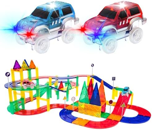 PicassoTiles Race Track Add-On Railway Magnetic Tiles STEM Construction Toy