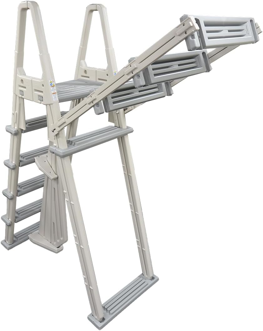 Confer Plastics 7000X Eliminator A-Frame Pool Ladder | Made in USA | Adjustable 48–54 in | Lockable Outer Steps | Heavy-Duty, Stable