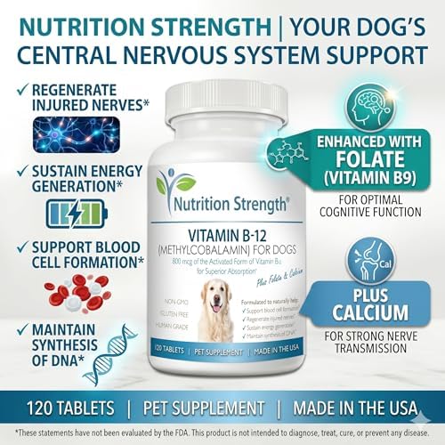 Vitamin B12 for Dogs Plus Folate & Calcium, Support the Nervous System & Blood Cell Formation