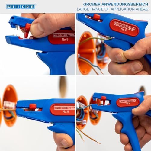 WEICON TOOLS Wire Stripper No. 5, automatic wire stripper 0.2-6 mm², wire stripper with side cutter up to 2 mm
