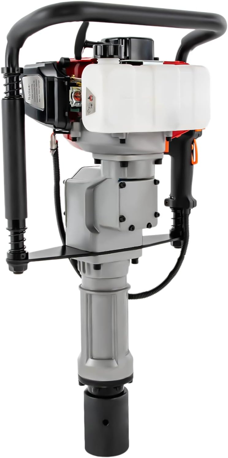 Gas Powered T Post Driver Manual Piledriver 2 Stroke 52cc Gasoline Pile Driver Kit Farm Fence Post Hammer Push Pile Lightweight Petrol Piledriver