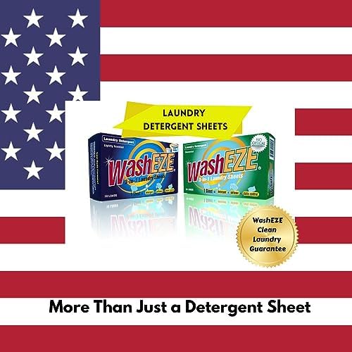 WashEZE (10 Ct) All in One Laundry Sheets Scented - Detergent-Fabric Softener-Stain Fighter - Static Guard Soap Sheet -All in One Detergent Sheet