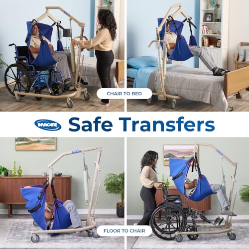 Invacare Hydraulic Patient Lift, Lightweight Transfer Lift Chair with 450 lb Weight Capacity, Bent Mast for Safer Transfers, 6-Point Padded Swivel Bar