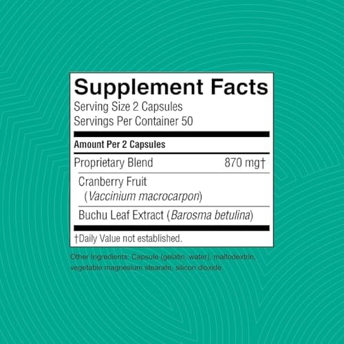 Nature's Sunshine Cranberry and Buchu Concentrate 100 Capsules