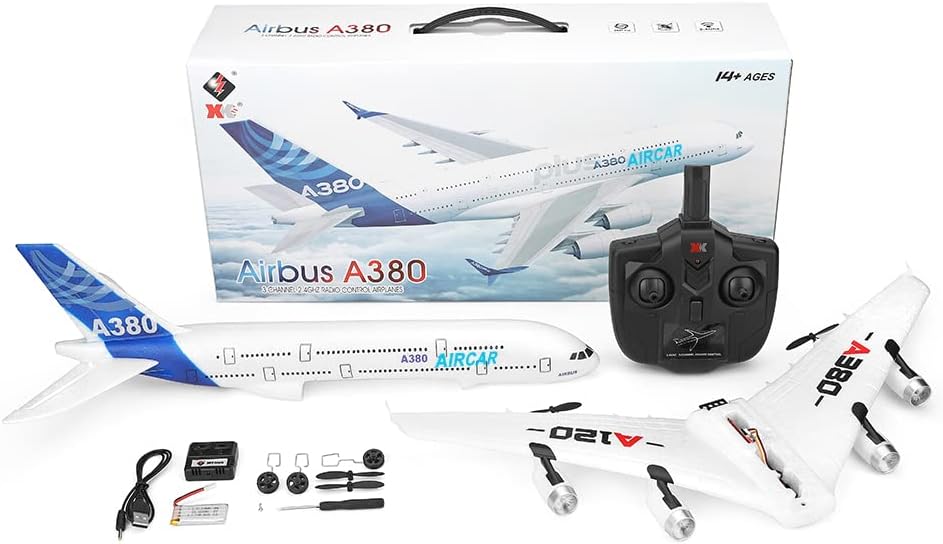 GoolRC RC Airplane, WLtoys XK A120 A380 Aircar Model Plane, 3CH 2.4G Remote Control Airplane, EPP Fixed-Wing RC Aircraft RTF Toy for Adults