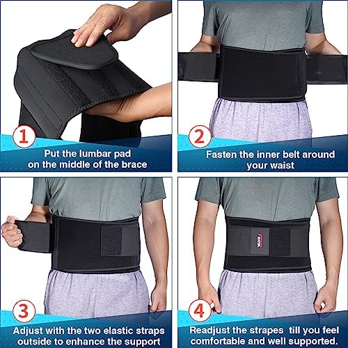 FEATOL Back Brace Support Belt-Lumbar Support Back Brace for Back Pain, Sciatica, Scoliosis