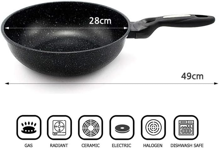 Marble Coated Cast Aluminum Non Stick Frying Wok (28cm / 11 Inch)