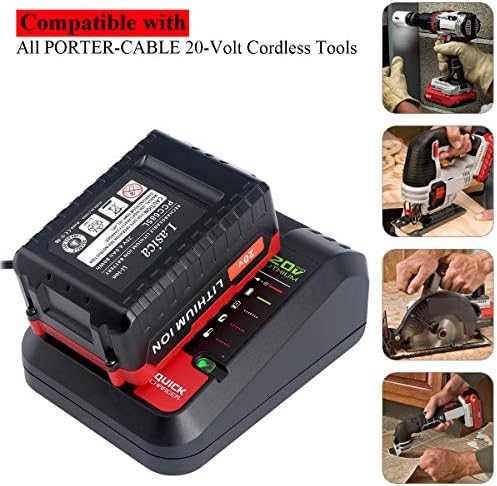 Lasica 20V Max Charger Compatible with Black & Decker 20v Battery and Compatible with Porter-Cable 20v Battery LBXR20 LBXR2020 PCC681L PCC685L